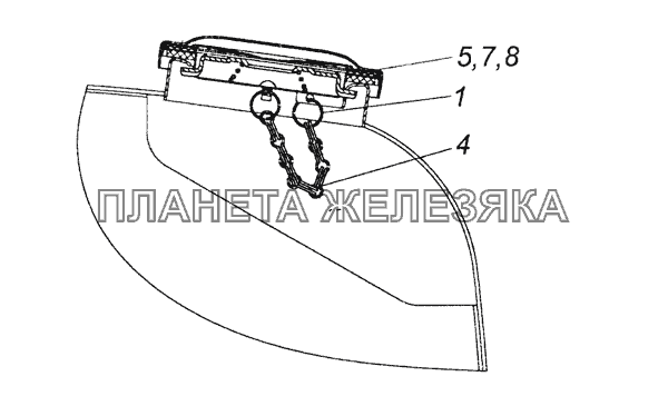 53215-1103001 Установка крышки топливного бака КамАЗ-6520 (Euro-2, 3)